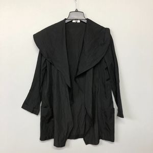 Mela Purdie Women Scarf Open Front Wrap Jacket Size 14 Large Black B199 -12